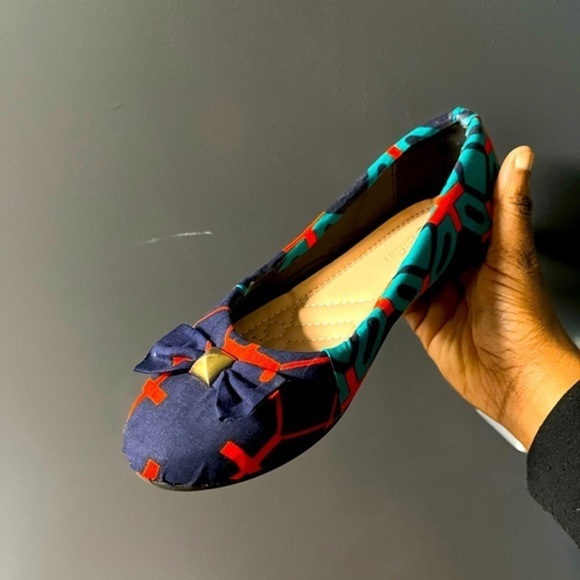 Africain fabric flat shoe soft cushion - Picture 1 of 7